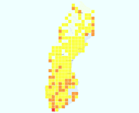 Rasterkarta över utbredningen av Åkerhumla