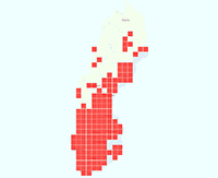 Rasterkarta över utbredningen av Blåklockshumla