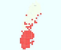 Rasterkarta över utbredningen av Mörk jordhumla